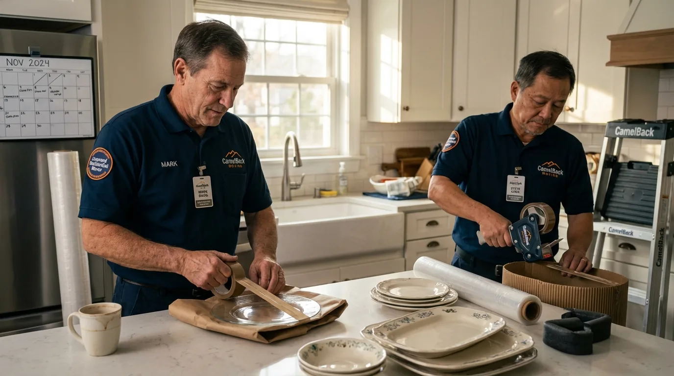 Professional crew packing kitchen dishware in Pen Argyl, PA